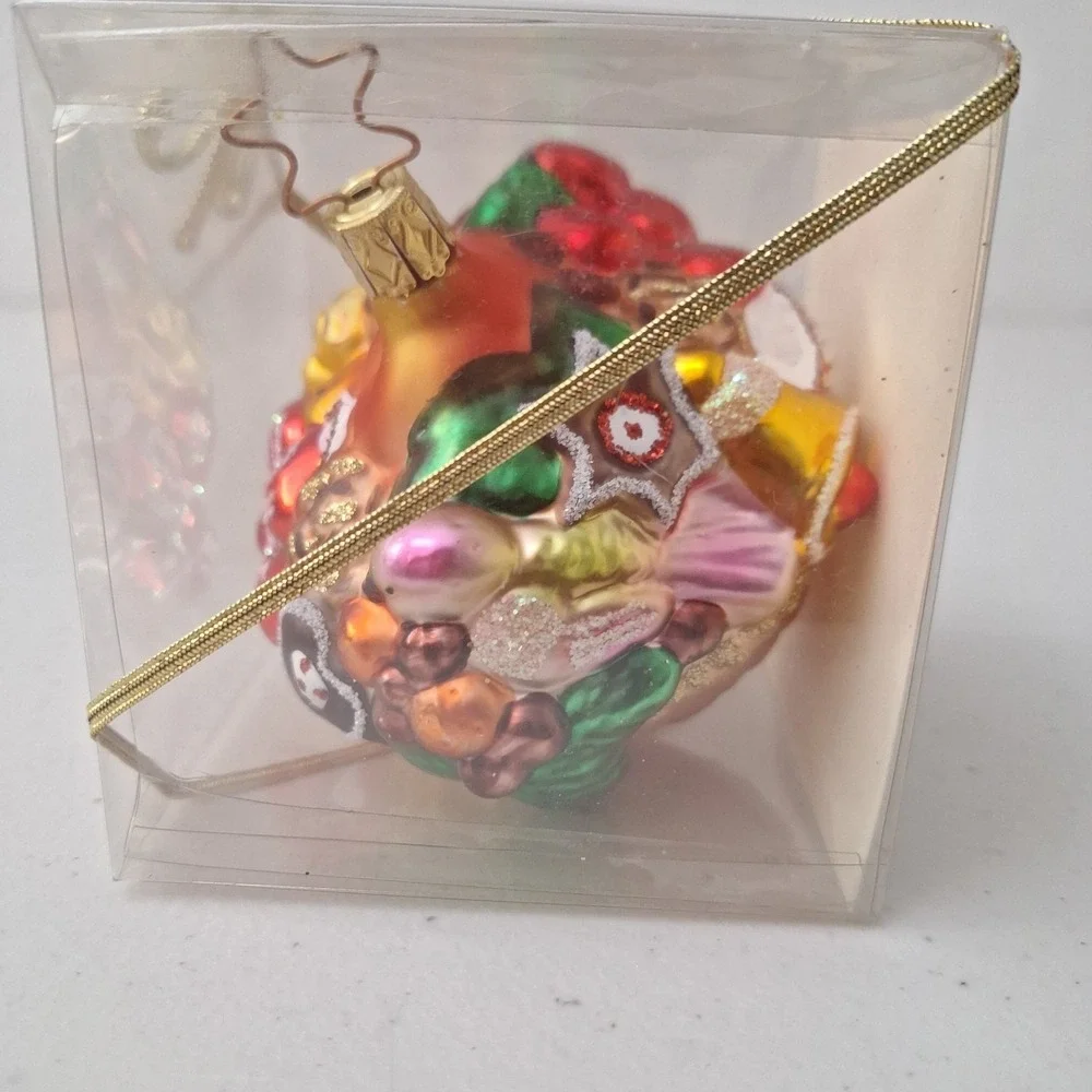 RARE Retired Inge Glass Birgit's Collection Basket Christmas Ornament GERMANY